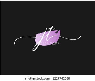 J T Initial handwriting logo vector