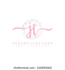 J T Initial handwriting logo vector