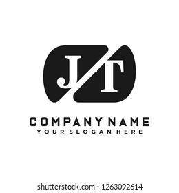 J T Initial handwriting logo vector