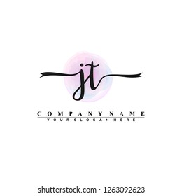 J T Initial handwriting logo vector