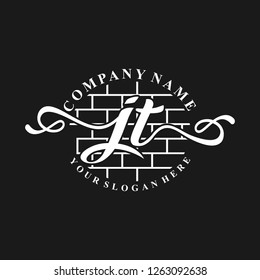 J T Initial handwriting logo vector