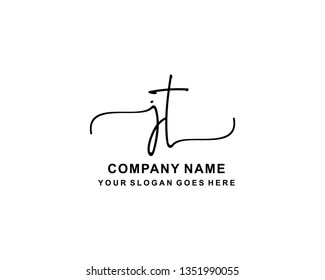 J T Initial Handwriting Logo Template