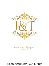 J & T initial wedding logo template vector