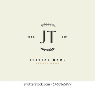 J T JT Beauty vector initial logo, handwriting logo of initial signature, wedding, fashion, jewerly, boutique, floral and botanical with creative template for any company or business.