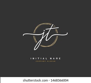 J T JT Beauty vector initial logo, handwriting logo of initial signature, wedding, fashion, jewerly, boutique, floral and botanical with creative template for any company or business.