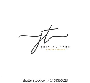 J T JT Beauty vector initial logo, handwriting logo of initial signature, wedding, fashion, jewerly, boutique, floral and botanical with creative template for any company or business.