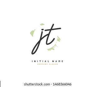 J T JT Beauty vector initial logo, handwriting logo of initial signature, wedding, fashion, jewerly, boutique, floral and botanical with creative template for any company or business.