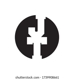 J T letter negative space logo design vector