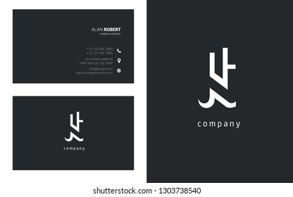 J & T line logo joint letter design with business card template