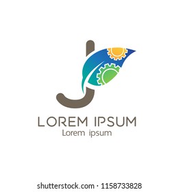 J typo logo template environment concept