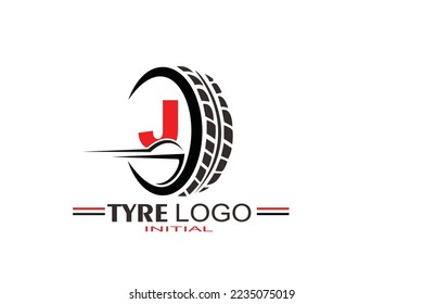 J Plantilla de logotipo de la letra de neumático para su marca.