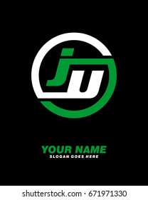 J U initial circle logo template vector