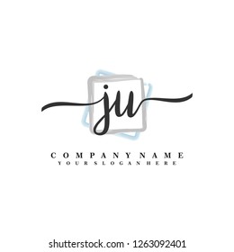J U Initial handwriting logo vector