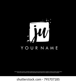J U initial square logo template vector