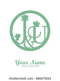 J U initial wedding decorative logo template