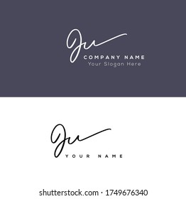 J U JU Escritura manuscrita inicial y logotipo de la firma.