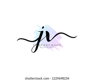 J V Initial handwriting logo vector