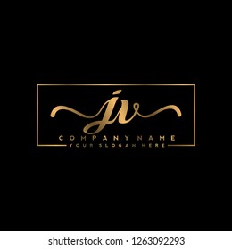 J V Initial handwriting logo vector