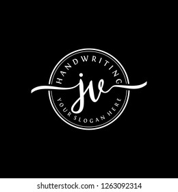 J V Initial handwriting logo vector