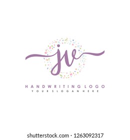 J V Initial handwriting logo vector