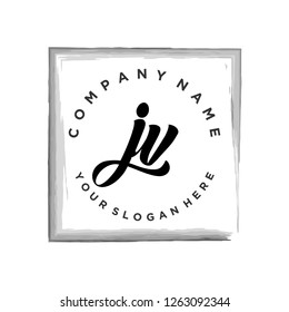 J V Initial handwriting logo vector