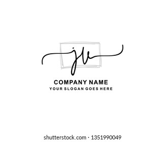 J V Initial Handwriting Logo Template