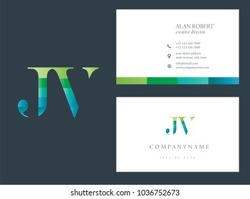 J & V multicolor joint Letters Logo Icon with business card template