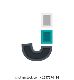  J vector font alphabet, modern dynamic design. Black, irish blue, white color. For; design elements; logo,  creative poster, corporate identity, application etc.
