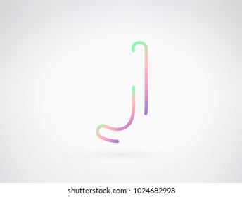 J vector font letter alphabet. Playful color dynamic flat design with brilliant smooth gradient for your unique elements design ; logo, headline, corporate identity, application, joyful poster & more