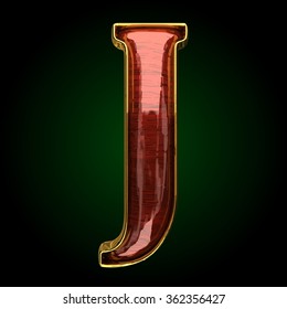 j vector golden letter with red wood