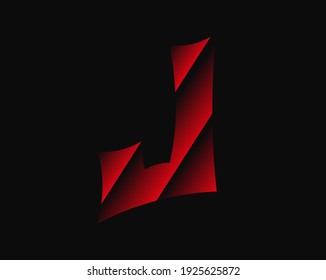 J vector horror, scary letter. Insane fear brutal font . For criminal or crime, horror dark night, wicked terrible design and more