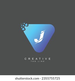 J vector triangle natural logo design template for branding, corporate identity