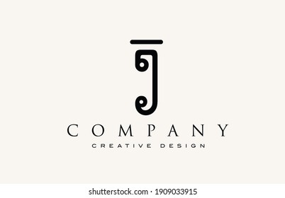 J vintage abstract alphabet letter logo icon. Design for lettering and corporate identity. Professional elegant template