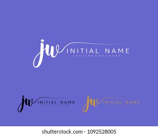 J W Initial handwriting logo vector. Hand lettering for designs.