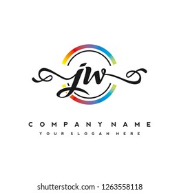 J W Initial handwriting logo vector
