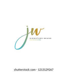 J W Initial letter handwriting and  signature logo concept design