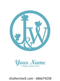 J W initial wedding decorative logo template