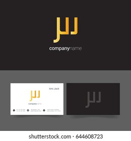 J W joint letter logo vector with Business card template