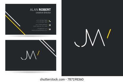 J & W stroke joint logo vector with business card template