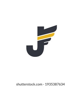 J wings black and golden monogram logo letter