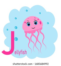 J word for jellyfish animal alphabet illustration 