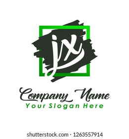 J X Initial handwriting logo vector