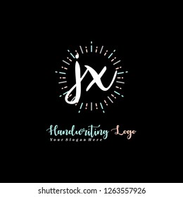 J X Initial handwriting logo vector