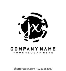 J X Initial handwriting logo vector
