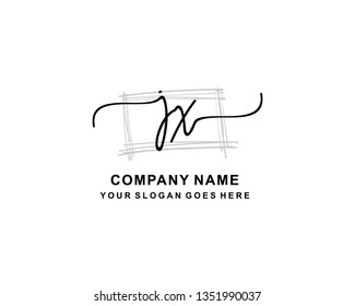 J X Initial Handwriting Logo Template