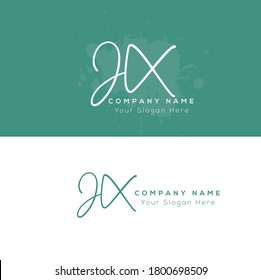 J X JX Escritura manuscrita inicial y logotipo de la firma. Logo inicial del vector de belleza .Moda, boutique, floral y botánica