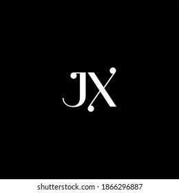 Diseño abstracto del logotipo de letra J X sobre fondo de color negro. monograma jx