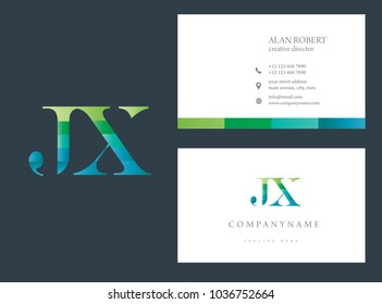 J & X multicolor joint Letters Logo Icon with business card template