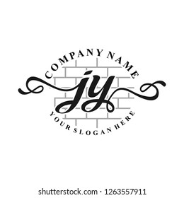 J Y Initial handwriting logo vector