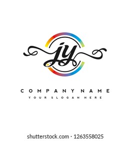 J Y Initial handwriting logo vector